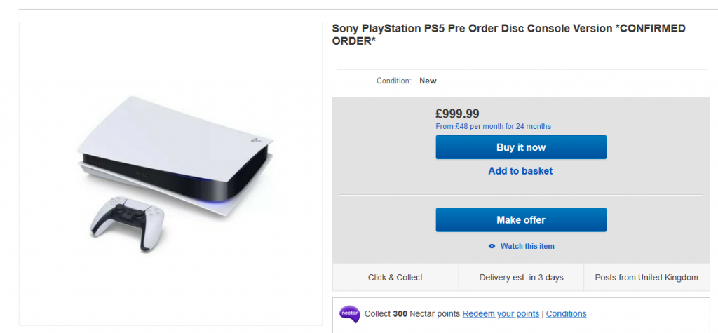 Ps5 pre order shop for sale ebay