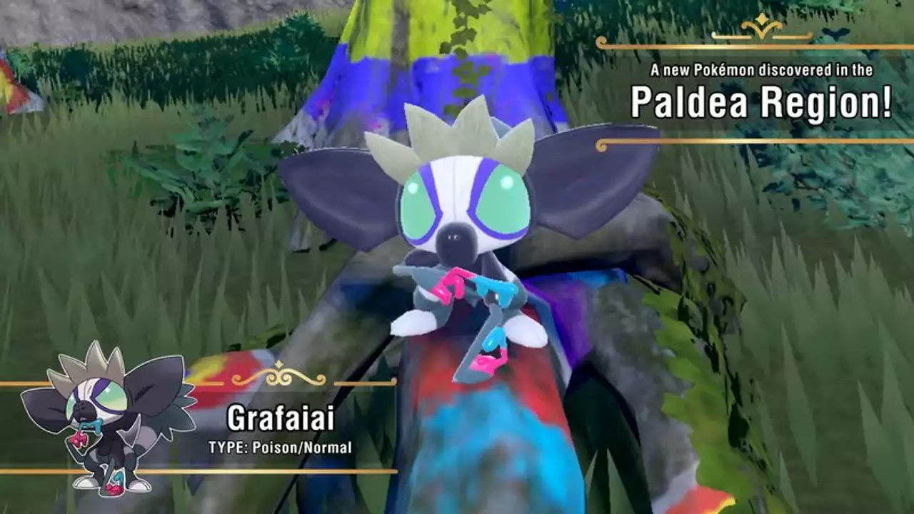 Grafaiai is a new Pokemon coming to Pokemon Scarlet and Violet , and it  likes to spit poison