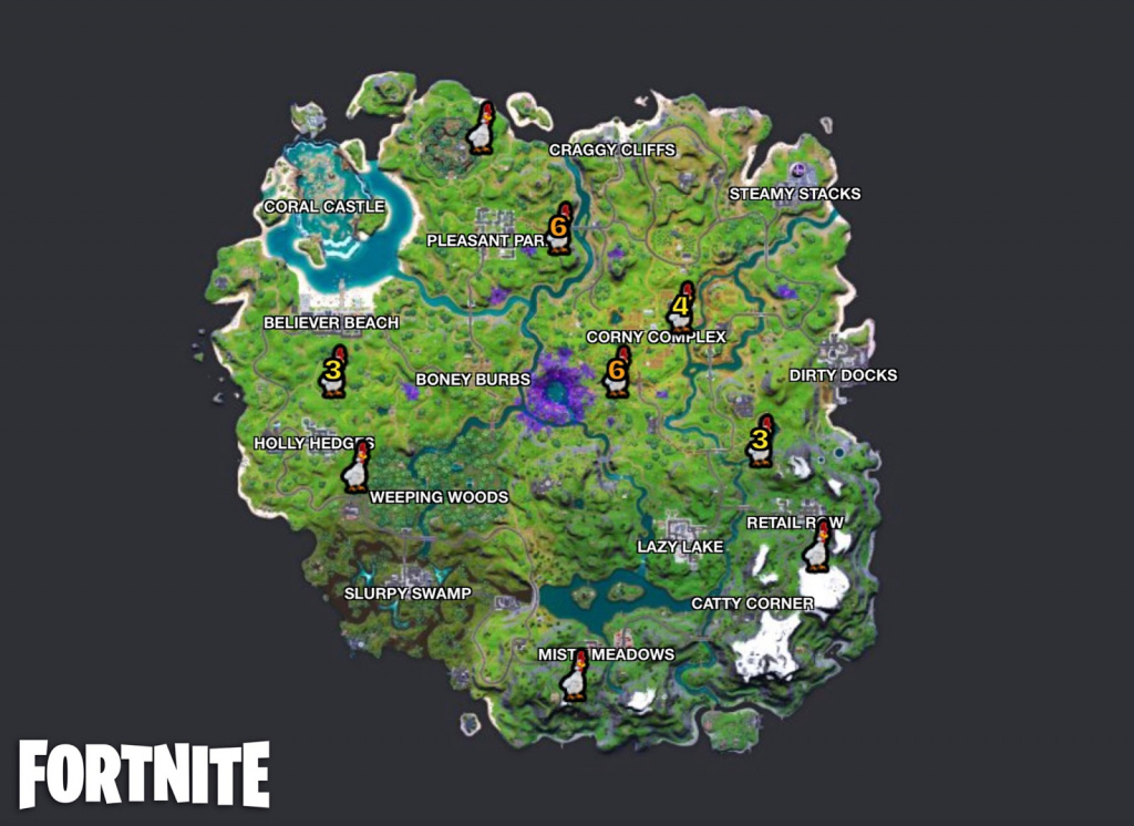 Where To Find Chickens In Fortnite Season 7 Fortnite Glide 20 Meters While Holding A Chicken All Locations Ginx Esports Tv